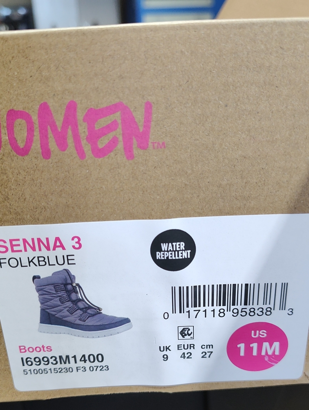 Women’s Senna 3 Water-Repellent Boots in Folk Blue, Size 11 , Brand New In Box